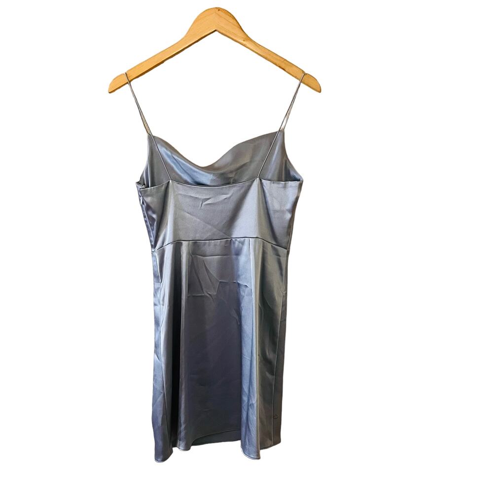 Topshop Satin Cowl Neck Spagetti Strap Dress Size 2 Light Blue - Picture 4 of 9